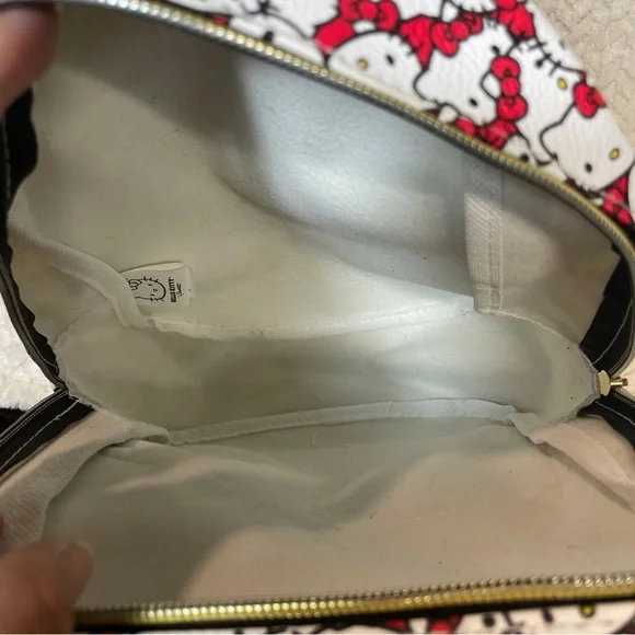 Sanrio Hello Kitty White Leather Mini Backpack‎ Black Pattern Red Bow Kawaii - Picture 5 of 11